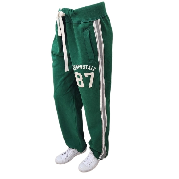 Y2K Aeropostale 87 Fleece Sweat Lounge Pants, Green Mens Medium - Picture 4 of 9